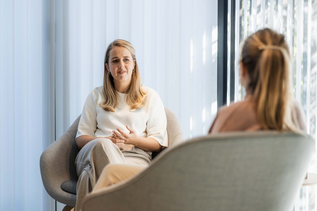 Lieze Gheysens tijdens een coachingsgesprek